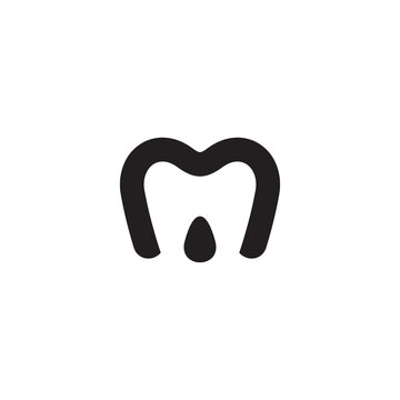 letter m tooth dental curves smooth simple logo vector