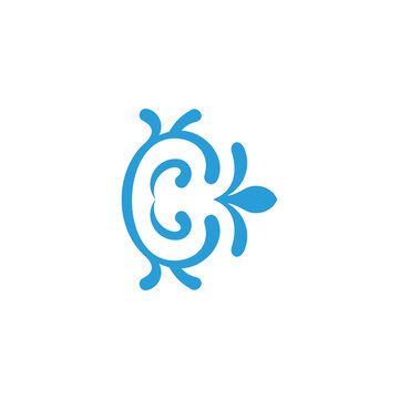 letter c water splash simple curves motion water fountain logo vector