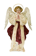 Fototapeta premium PNG Vintage angel illustration with halo, wings, robe, praying hands