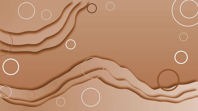 Abstract layered paper background with flowing waves and simple circles animation