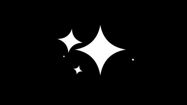 Hand Drawn Triple Sparkle Cluster Staggered Stars Animation 4K Seamless Loop on Transparent Alpha Background