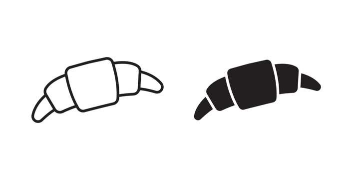 Croissant icon flat outline in black