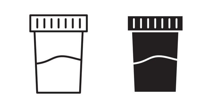 Urine test icon flat outline in black
