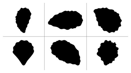 Oyster silhouettes set with different shapes for food design, seafood logo or menu illustration © Harun