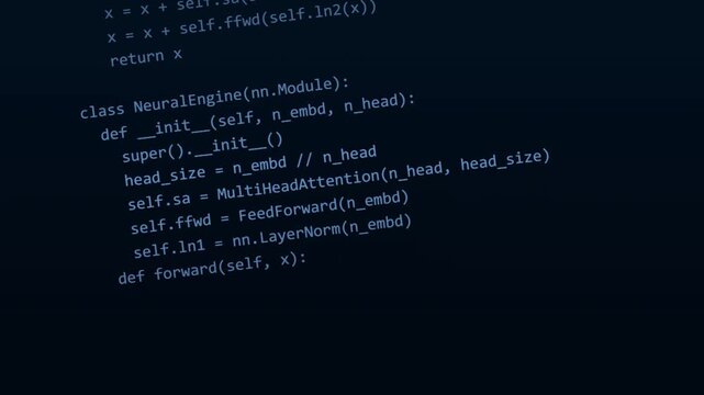 Programming code scrolling down on computer screen showing software development motion clip footage for digital technology projects