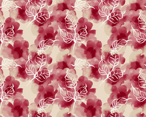 Painting flowers pattern. Seamless floral pattern design © akın demirci