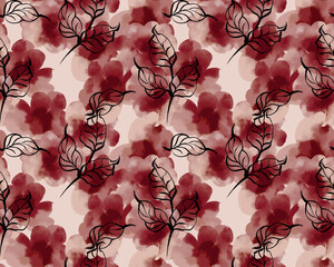 Painting flowers pattern. Seamless floral pattern design © akın demirci