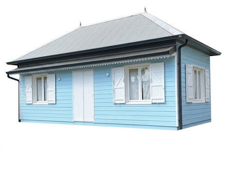 Maison cr&eacute;ole r&eacute;unionnaise sur fond blanc 