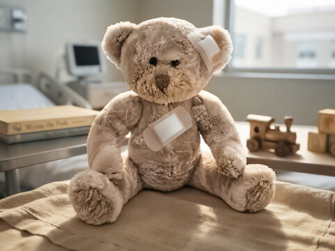 Pansements sur ours en peluche 