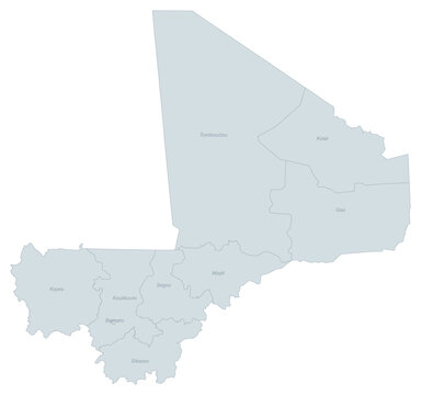 Administrative Divisions Map of Mali - Regions and Capitals