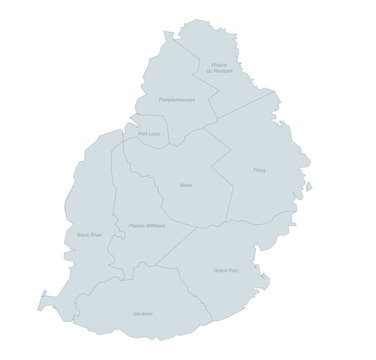 Administrative Divisions Map of Mauritius - ADM1 Regions