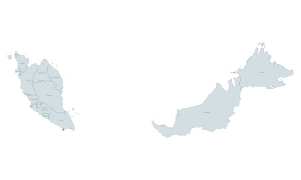 Political Map of Malaysia - Administrative Divisions (ADM1)