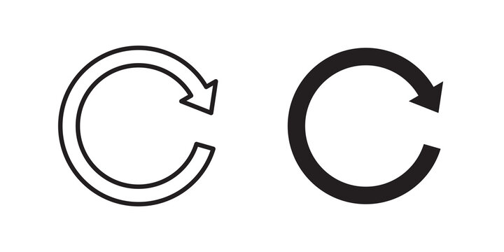 Reset icon flat outline in black