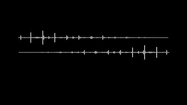 Minimal black audio sound waveform animation. with clean equalizer bars for music visuals, spectrum form white video footage of audio visualizer, motion equalizer on black background.4k