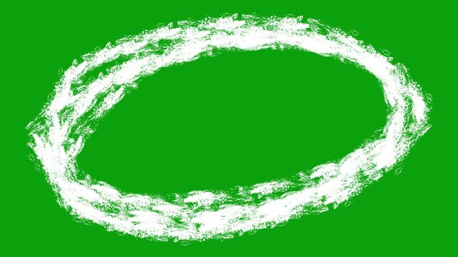 Hand Drawn Scribble hatching animation. White frame hand-drawn on green screen chromakey. Animation of  gradually appearing hand drawn frame. Circle Marker Line Brush Stroke. White square highlighter