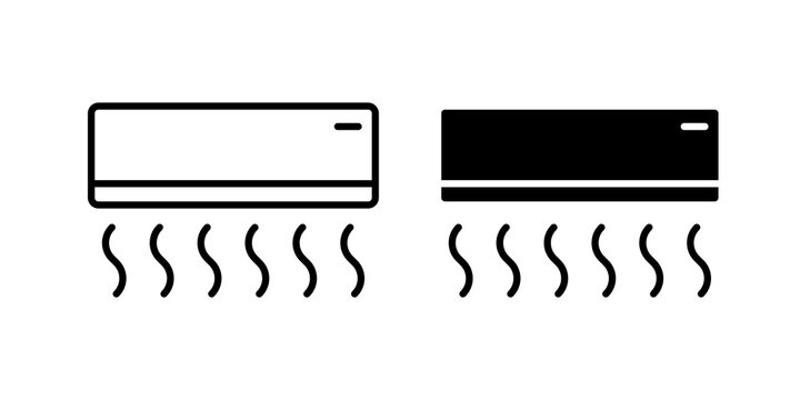 Air Conditioner icon flat outline in black