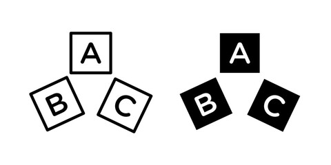 Abc icon flat outline in black © iconic