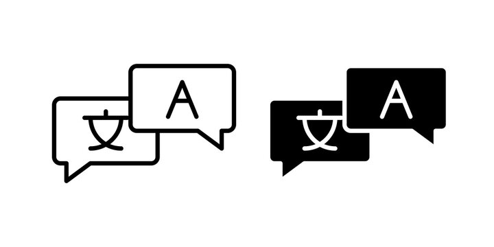 Translation icon flat outline in black