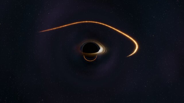 Cosmic black hole devouring a star with bright accretion disk in deep space simulation