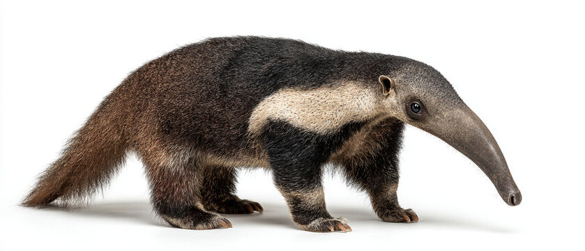 Giant anteater walking isolated on white background