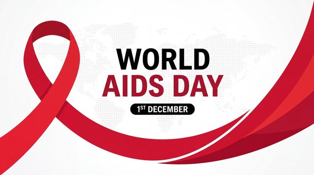 World AIDS Day awareness month. December 1. With world map silhouette and ribbon. Template for Poster, Banner, Flyer, Post, Card, Cover. HIV AIDS prevention ... See More