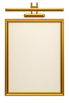 Elegant Blank Gold-Framed Wall Sign with Hanging Rail