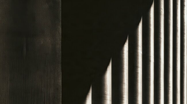 Stark vertical shadows and light stripes on textured dark surfaces