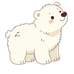 Cute White Polar Bear Cub, Kawaii Arctic Animal Illustration © Nuriqra