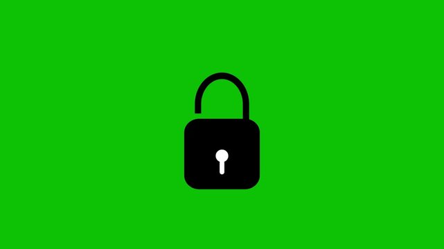 Unlocked Padlock Icon Isolated on green Background - Security animation...