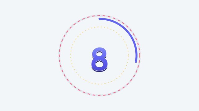 Countdown Timer Graphic with Number 8 in Circle.