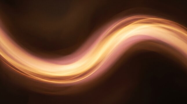 Golden wave form against a dark brown background creates an abstract flowing design waves fluid