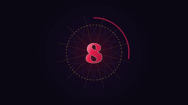 Digital Countdown Timer with Futuristic Neon Numbers and Circular Animation.