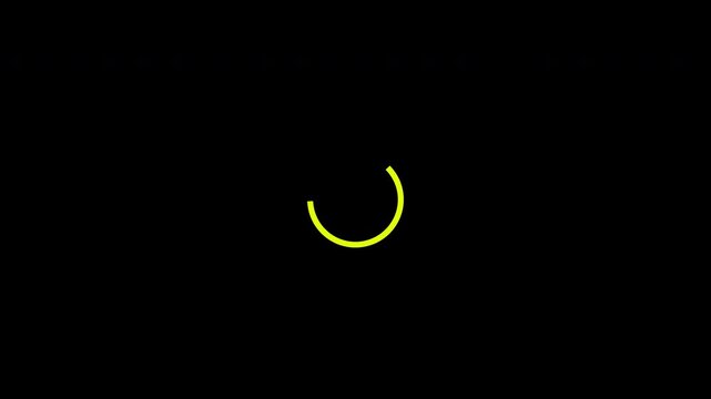 Minimal Circular Loading Progress Indicator With Yellow Ring, Ring Loading Animation On A Black Background, Simple U I Spinner Symbol For Website Interface, App Loading And Technology, 4K Animation