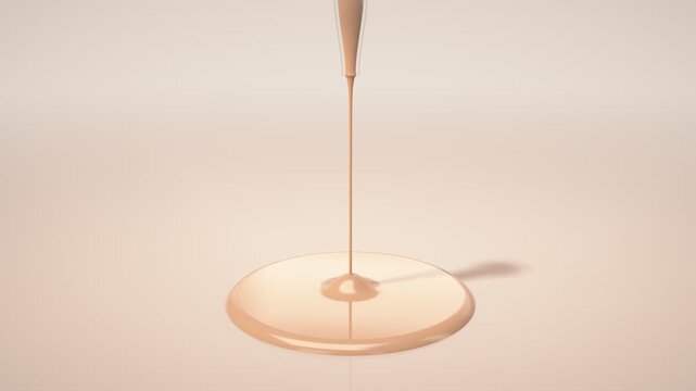 Liquid Foundation Drop Splashing on Smooth Surface in Makeup Cosmetic Studio 4K Animation