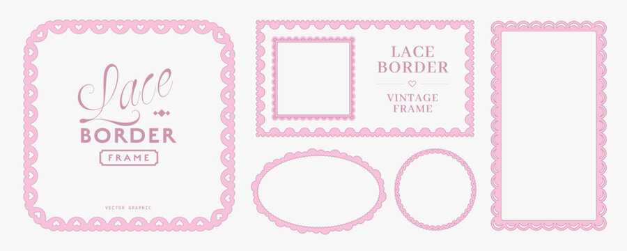 Lace vintage invitation with frame border square and scallop pretty cute. Love napkin round with ribbon pattern elegant and vector doily retro.