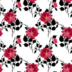 Painting flowers pattern. Seamless floral pattern design © akın demirci