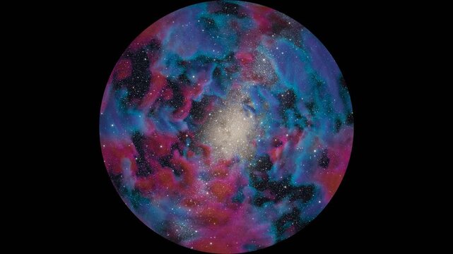 Fulldome Fisheye Starfield and Nebula Planetarium Dome Circular Frame Zenith Centered 4K Loop