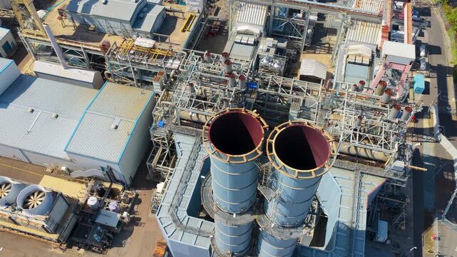 Aerial View of a Combined Cycle Gas Turbine Power Plant Facility