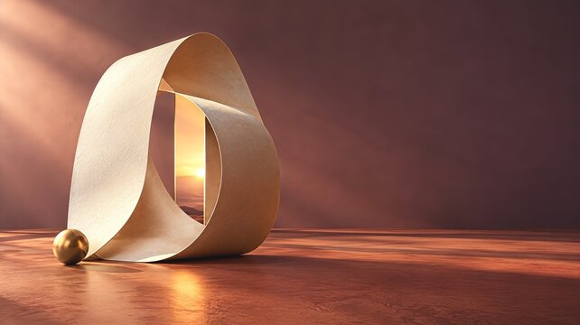 Surreal Folded Paper Loop Representing New Beginnings and Personal Transformation