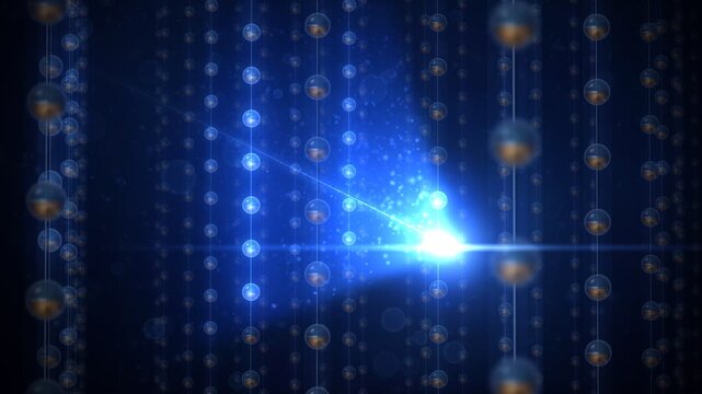 Deep ice neutrino detector sensor strings with blue flash glass spheres seamless loop