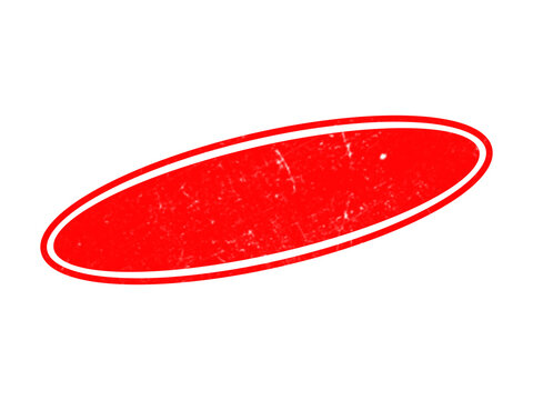 Empty red oval stamp with a black border, isolated on a black background, icon for custom labels and signage, blank badge for text isolated on a transparent background