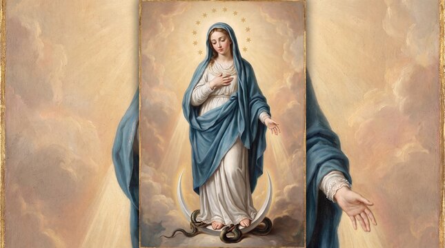 he fresco of Immaculate Conception on the ceiling of church Chiesa di Santa Lucia by Rocco Pittaco (1862).