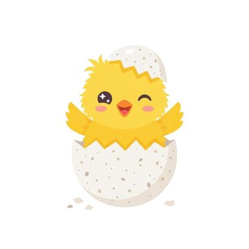 Cute chick hatching from egg