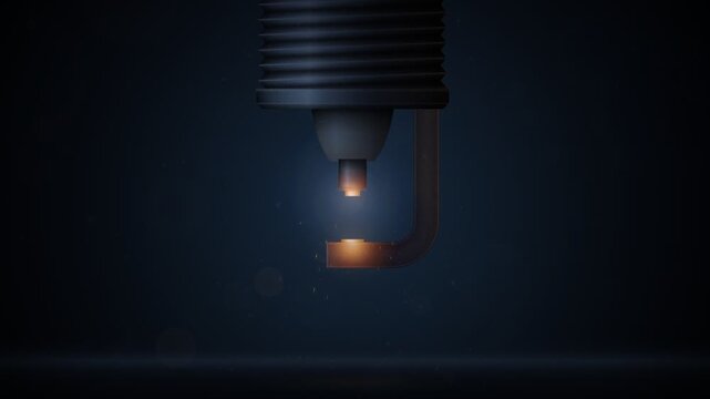 Close up of car spark plug firing electrical discharge sparks in 4K