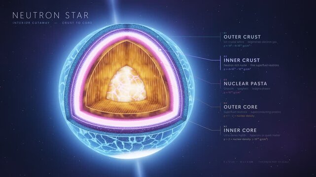 Neutron Star Interior Cutaway Infographic Diagram Space Science 4K Animation