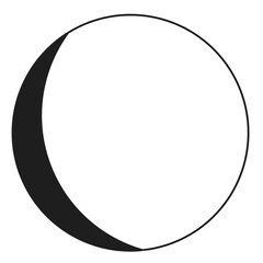 Black crescent moon line art icon isolated on transparent background for Halloween © Hak