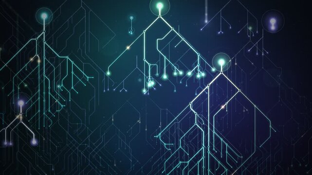 Abstract Digital Circuit Board Branching Out Data Trees Glowing Seamless Loop