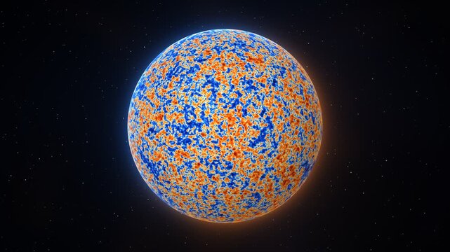 Cosmic Microwave Background Radiation Rotating Sphere In Deep Space Animation