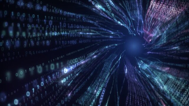 digital binary code data tunnel stream seamless 4k loop
