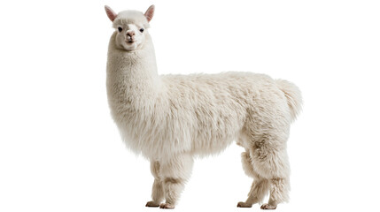 Fluffy white alpaca standing and looking forward © Marina